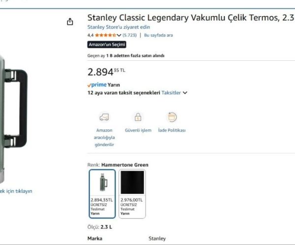 Stanley Classic Legendary Vakumlu Çelik Termos, 2.3 L