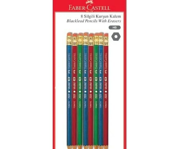 Faber-Castell Kurşun Kalem 8’li, Silgili