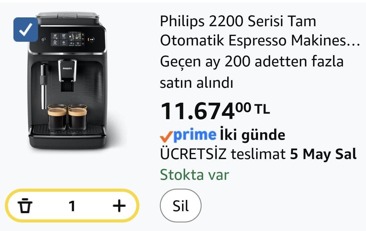 Philips 2200 Serisi Tam Otomatik Espresso Makinesi, Dokunmatik Ekran, Klasik Süt Köpürtücü, 2 İçecek, EP2220/10