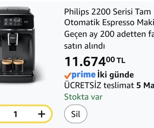 Philips 2200 Serisi Tam Otomatik Espresso Makinesi, Dokunmatik Ekran, Klasik Süt Köpürtücü, 2 İçecek, EP2220/10