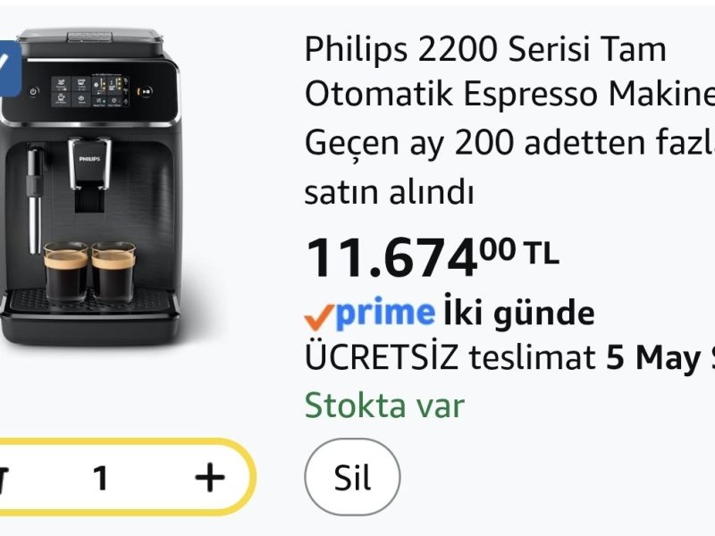 Philips 2200 Serisi Tam Otomatik Espresso Makinesi, Dokunmatik Ekran, Klasik Süt Köpürtücü, 2 İçecek, EP2220/10