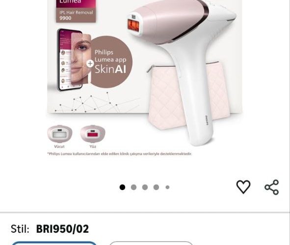 Philips Lumea 9900 Serisi BRI950/02 IPL Tüy Alma, SkinAI Uygulama, Vücut ve Yüz için 2 Başlık, Çanta