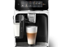 Philips Serisi 3300 Tam Otomatik Espresso Makinesi LatteGo Süt Sistemi ile, 6 Kahve Çeşidi, SilentBrew Teknolojisi, AquaClean Filtre – Beyaz & Parlak Siyah (EP3343/50)