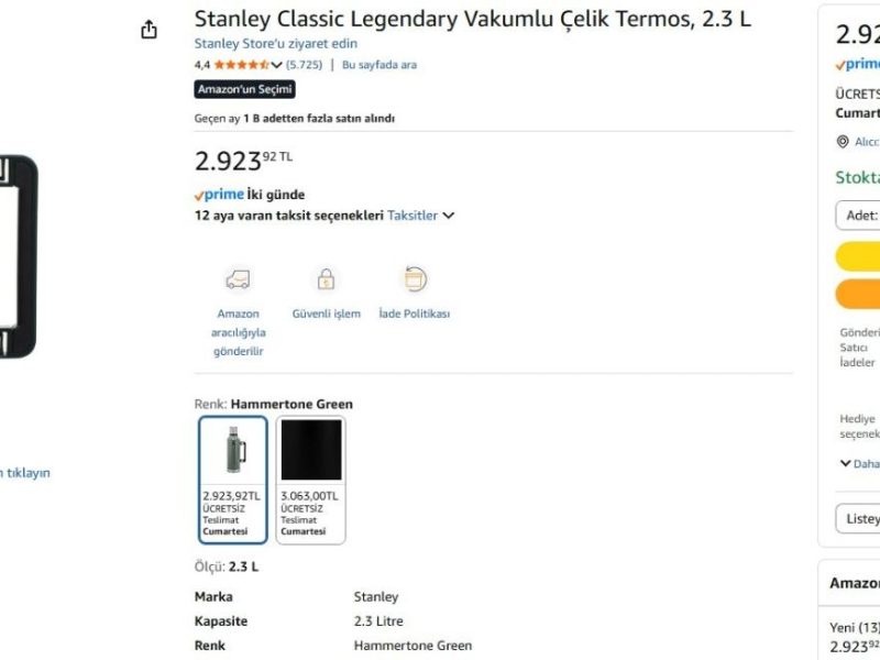 Stanley Classic Legendary Vakumlu Çelik Termos, 2.3 L