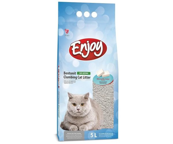 🛍️ Enjoy Bentonit İnce Taneli Kedi Kumu 10 Lt (Marsilya Sabunlu)