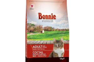 🛍️ Bonnie Sığır Etli, Yetişkin, Renkli Taneli Kedi Maması, 1.5 kg