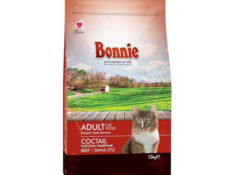 🛍️ Bonnie Sığır Etli, Yetişkin, Renkli Taneli Kedi Maması, 1.5 kg