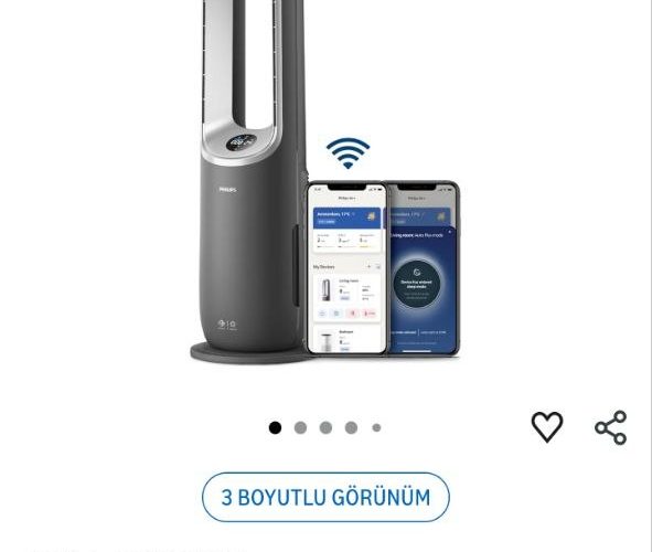 Philips 8000 Serisi Air Performer 3in 1 Hava Temizleme Cihazı, 270 m³/sa Temiz Hava Hızı (CADR), Fan ve Isıtıcı, Air+ Uygulaması, (AMF870/15)