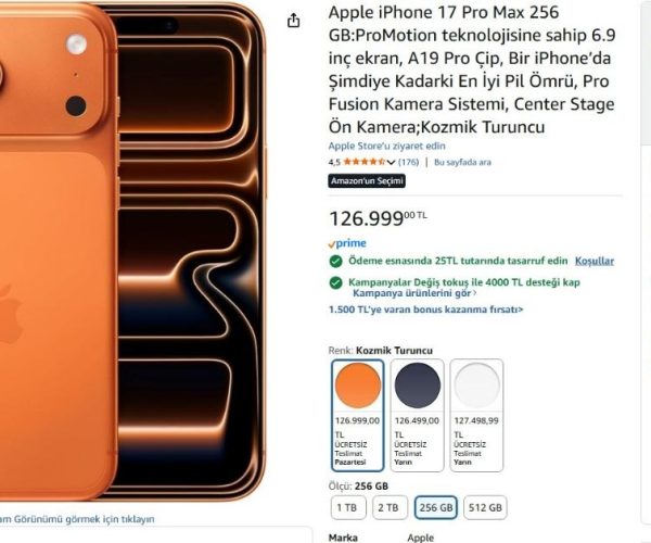 Apple iPhone 17 Pro Max 256 GB Kozmik Turuncu — %0 İndirim