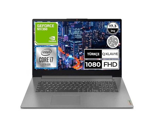 🛍️ Lenovo Ideapad 3 Dizüstü Bilgisayar, 17.3″ FHD, Intel Core i7 1165G7, 8GB RAM, 512GB SSD, NVIDIA GeForce MX350 2GB GDDR5, FreeDOS, 82H900BMTX