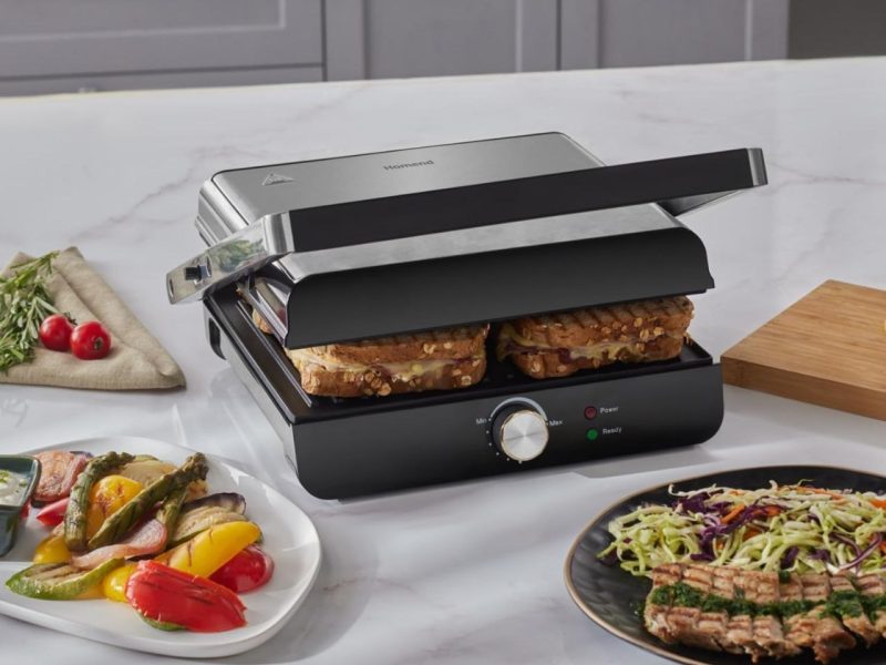 Homend Grilliant 1349H 4 Dilim Kapasiteli Gövdeli Döküm Plakalı Tost ve Izgara Makinesi Inox 2000W