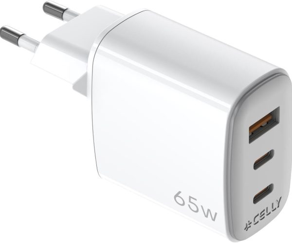 Celly UPTC 65W GaN Duvar Şarjı-Beyaz