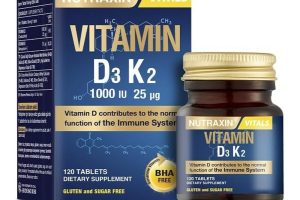 Nutraxin D3K2 120 Tablet – 1000 Iu D3 Vitamini, 25 Mcg K2 Vitamini