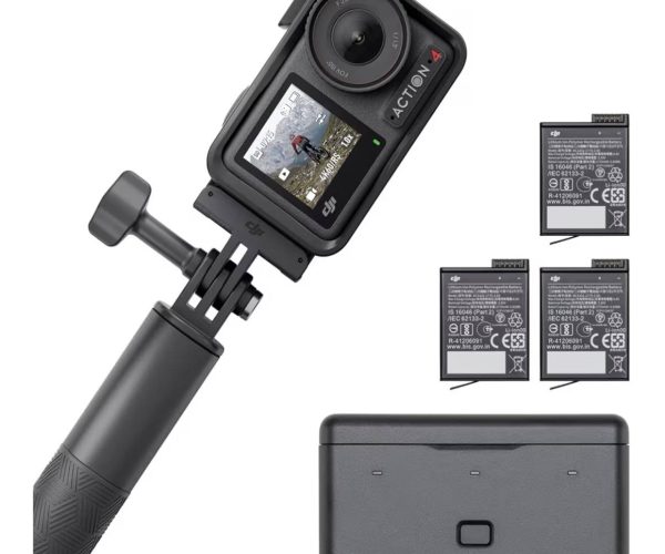DJI Osmo Action 4 Adventure Combo, 1/1.3 İnç Sensörlü, 4K/120fps Aksiyon Kamerası, Sualtı kamerası, 10-Bit ve D-Log M, 155° Ultra Geniş Açı Görüş Alanı, 3 Ek Batarya ile 7,5 Saate Kadar Çalışma Süresi