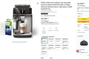 Philips 5500 Serisi LatteGo Tam Otomatik Espresso Makinesi (EP5547/90) ve Philips Espresso Makinesi Kahve Yağı Çözücü Tablet (CA6704/10)