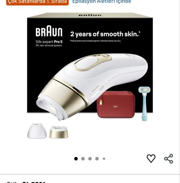 Firsat: Braun IPL Silk expert Pro 5, Evde Lazerle Tüy Alma, Çanta, Gillette Venus, 2 Başlık, PL5221