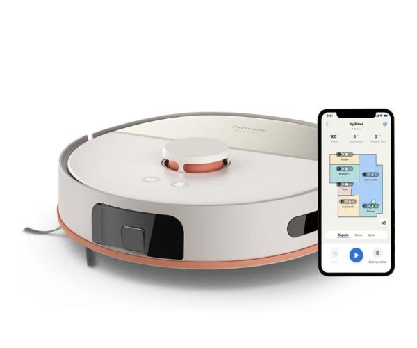 Philips HomeRun 5000 Serisi Robot Elektrikli Süpürge, Çift Döner Mop, Süpürme ve Paspas, 10.000Pa Emiş Gücü, Lazer Çizgi Navigasyon, HomeRun Uygulaması, İpek Beji (XU5000/20)