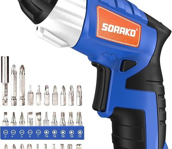(%44.77) SORAKO Akülü Tornavida Küçük 6 Nm Maks Tork Akülü Tornavida 1,3 Ah 3,6 V 30 Aksesuar Parçası ile LED Işık ve Arka El Feneri Ev Kullanımı için Ev Aletleri