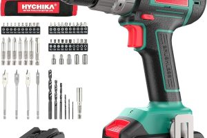 (%42.82) Akülü tornavida 60 Nm maks, HYCHIKA 18 V matkap, 2 x 2,0 Ah akü ve 57 parça aksesuar seti, fırçasız motor, 2 vites, 21 + 3 tork kademesi, çekiç fonksiyonlu matkap