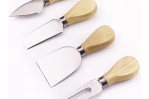 ARVALE 4’lü Çelik Peynir Bıçak Seti Bambu Saplı Servis Sunumluk Peynir Seti