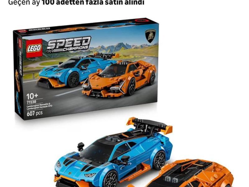 LEGO Speed Champions Lamborghini Revuelto ve Huracán STO 77238 – 10 Yaş ve Üzeri Çocuklar İçin Çift Model Araba, Detaylı Yarış Arabaları ve Sürücü Figürleriyle Oyun ve Sergileme Yapım Seti (607 Parça)