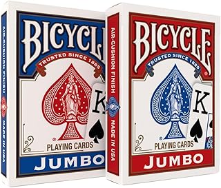 Bicycle Rider Back Intl. Jumbo Endeks Oyun Kartları, İkili Paket, Kırmızı & Mavi