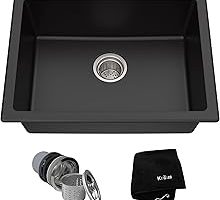 Kraus KGD-410B 24 2/5″ Çift Montajlı Tek Kase Siyah Oniks Granit Mutfak Evyesi — %46 İndirim | Amazon TR Fırsatı