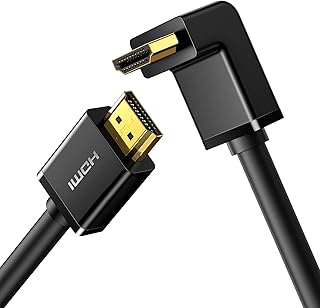 UGREEN HDMI kablosu 4K açılı 1M 90 derece açılı fiş HDMI açılı kablo 2.0 18 Gbit/s Ethernet HDR 3D ARC destekler, PC, Blue-ray oynatıcı, Xbox360, PS3, PS4 vb. ile uyumludur