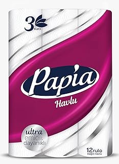 Papia 3 Katlı Ultra Emici & Dayanıklı 12'li Kağıt Havlu (1 x 12 Rulo)