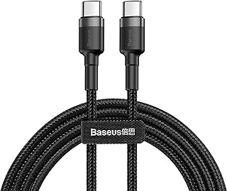Baseus Cafule, 3.0 A USB-C & USB-C Şarj & Data Aktarımı Kablosu, Flash/Hızlı Şarj, 1 Metre, Gri/Siyah, CATKLF-GG1