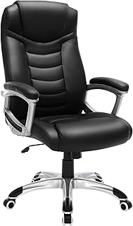 SONGMICS Ergonomik Ofis Koltuğu Yüksekliği Ayarlanabilir Döner Sandalye Sağlam, Dayanıklı, Siyah Obg21B 52x53x122 cm