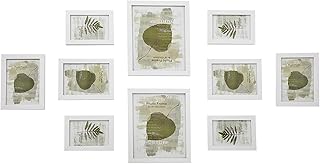 SONGMICS 10 fotoğraf çerçevesinden oluşan resim çerçevesi seti - 2 adet 20 x 25 cm, 4 adet 13 x 18 cm ve 4 adet 10 x 15 cm ahşap bordür beyaz RPF310W