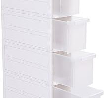 SONGMICS 4 Çekmeceli Raf, 4 Katlı 2 Ayrı Parça Kullanım, Mutfak Rafı Banyo Raf Standı Tekerlekli Niş Raf 84,5 cm Yükseklik, Beyaz Kfr05W — %28 İndirim | Amazon TR Fırsatı