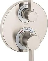 hansgrohe Ecostat S Modern Minimalist Hacim ve Otomatik Sıcaklık Kontrolü 2 Saplı 15,24 cm Genişliğinde Termostatik Duş Pervazı, Fırçalanmış Nikel Yönlendiricili Kaba Valf için, 15758821 — %25 İndirim | Amazon TR Fırsatı