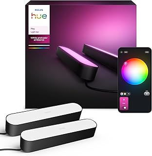 Philips Hue Play Pack Ambiance Beyaz ve Renkli, Siyah, 2.6.6W Temel Paket Kiti, Alexa, Google Assistant ve Apple Homekit ile çalışır
