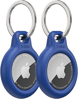 Belkin AirTag anahtarlık kılıfı (Air Tag için güvenli tutucu koruyucu kılıf, çizilmeye karşı korumalı aksesuar), 2'li paket, mavi