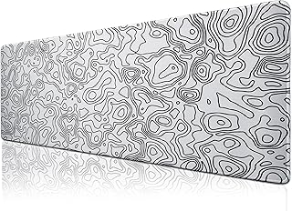 Klasse Pro - 10 Farklı Model Dikişli Kenar 90x40 cm Oyuncu Gaming Mouse Pad (White Map Lines, 90x40 cm)
