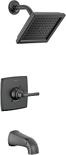 Delta Faucet Geist 14 Serisi Küvet ve Duş Trim Kiti, Tek Püskürtmeli Mat Siyah Duş Başlıklı Siyah Duş Bataryası, Duş Bataryası Seti Komple, Mat Siyah 144864-BL (Vana Dahil)