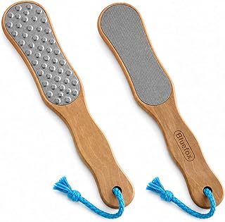 Bluefox Çift Taraflı Ayak Törpüsü – Paslanmaz Çelik Nasır ve Topuk Çatlağı Törpüsü, Ergonomik Saplı, Islak/Kuru Kullanıma Uygun, Ev Tipi Pedikür Ayak Ovucu