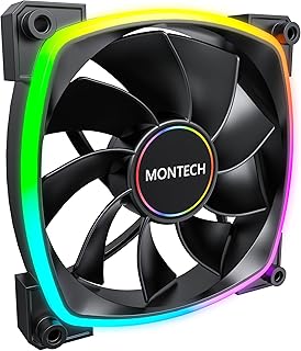 Montech RX 140 ARGB Ters Fan 1600PWM, Üst Düzey Dayanıklılık, Sessiz Performans ve Çarpıcı ARGB Tasarımı (140 mm, Siyah)