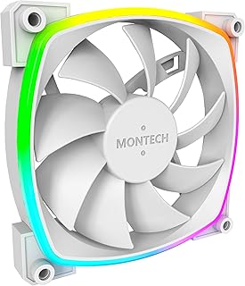 Montech AX 120 ARGB Fan – 1600PWM, High-End Durability, Silent Performance, and Stunning ARGB Design (120mm, White)
