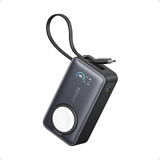Anker MagGo 10.000 mAh Powerbank, Kompakt Taşınabilir Şarj Cihazı, Dahili USB-C Kablo, 35W, Apple Watch Uyumlu, Siyah - A1657