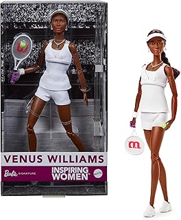 Barbie Inspiring Women Serisi, Venus Williams Moda Mankeni, Karakteristik Tenis Üniforması ve Raketi, Genişletilebilir Ambalaj Dahil, HRM49