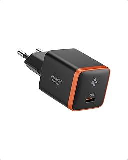 Spigen 30W USB-C Ultra Mini Hızlı Şarj Aleti PPS Desteği/Isı Düşürücü GaN Destekli Akım Korumalı Güç Adaptörü iPhone & Android & iPad & MacBook Type-C Black- ACH08448