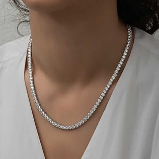 Gümüş 5 mm Beyaz Taşlı Su Yolu Kadın Kolye