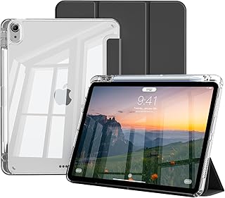 iPad Air 11 inç M4/M3/M2 (2026/2025/2024), iPad Air 5. / 4. Nesil (2022/2020) 10,9 inç Kalem Tutuculu Kılıf, İnce TPU Şeffaf Şeffaf Koruyucu Tablet Kılıfı, Otomatik Uyandırma/Uyku (Siyah) — %29 İndirim | Amazon TR Fırsatı