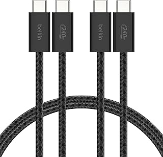 Belkin 2’li Örgülü USB-C – USB-C Kablo, 1,5 m, 240 W, Yumuşak, Esnek ve Hızlı Şarj Kablosu, iPhone 17 ve 16 Serisi, Galaxy S25, Pixel 10, iPad Pro ve Daha Fazlasıyla Uyumlu, Siyah — %20 İndirim | Amazon TR Fırsatı