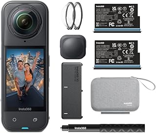 insta360 X5 Essentials Paketi - Su Geçirmez 8K 360° Aksiyon Kamerası, Önde Gelen Düşük Işık, Görünmez Selfie Çubuğu Efekti, Sağlam ve Değiştirilebilir Lens, 3 Saatlik Pil, Dahili Rüzgar Koruması