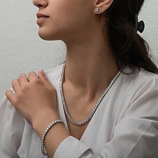 Gümüş 2.5 mm Beyaz Taşlı Su Yolu Kadın Set SL7180