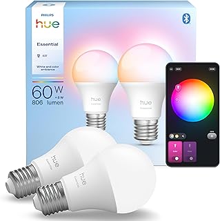 Philips Hue Essential 8W E27 806 Lumen Renkli Akıllı Ampul A60 (2'li Ekopaket)